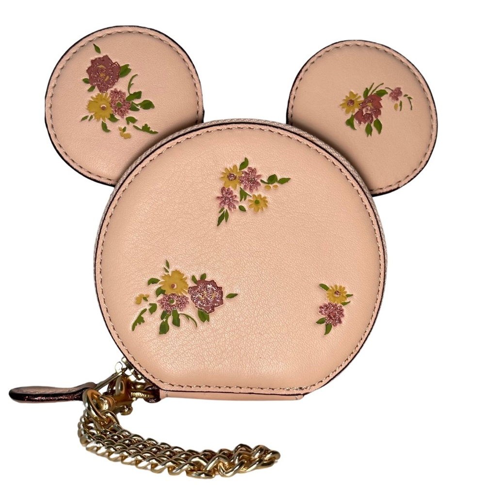 Disney X Coach Minnie Mouse Coin Case With Floral Print